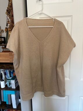 Beige V-Neck Women's Knit Sweater